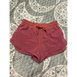 CRZ YOGA Womens Quick-Dry Running Shorts with Liner Back Zipper Pocket Maroon S